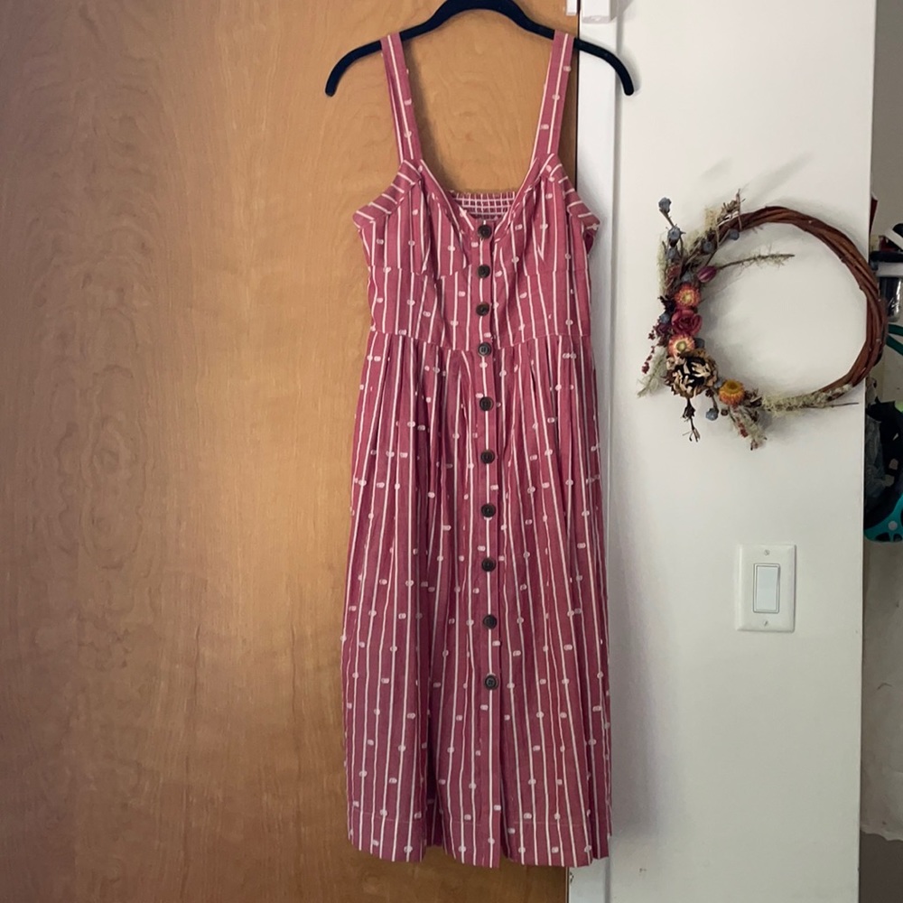 Maeve polka dot and striped midi sundress